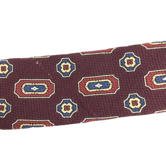 Tommy Hilfiger Mens Silk Geometric Tie Yellow Blue Red 60x4 Classic Made In USA - Picture 7 of 8